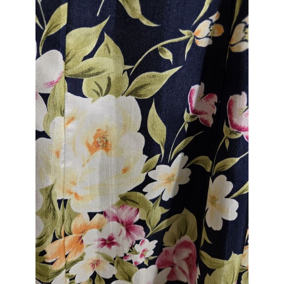 Cold Water Creek Fit And Flare Dress Navy & Floral Size 12P - Picture 6 of 8